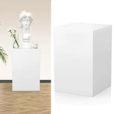 Cube Display Pedestal Stand for Bridal Shop, Square White Display Risers Colu...