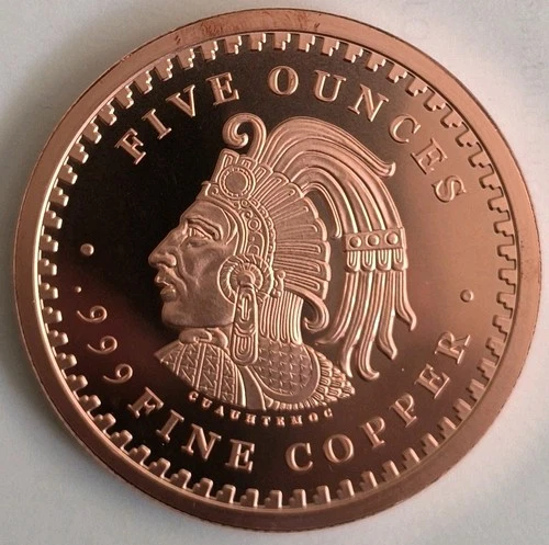 5 oz Aztec Calendar Copper Round  .999 Fine Copper Bullion Hard to Find