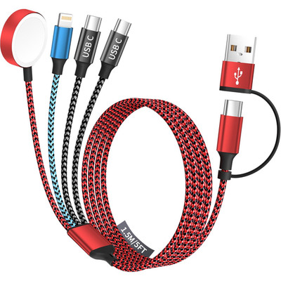Travel Essentials 4In2 Multi Charging Cable for Apple Watch Charger,Usb A/C to D