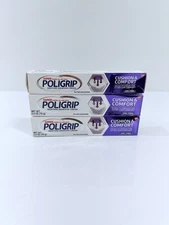 3 pack POLIGRIP Cushion & Comfort Denture Adhesive Cream 2.4 oz Each
