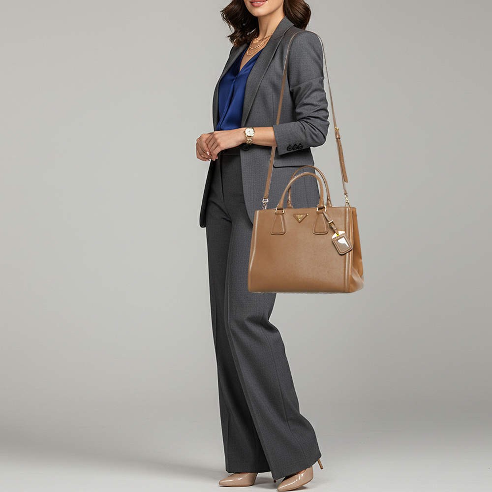 Prada Gardeners Tan Saffiano Lux Leather Tote thumbnail 2