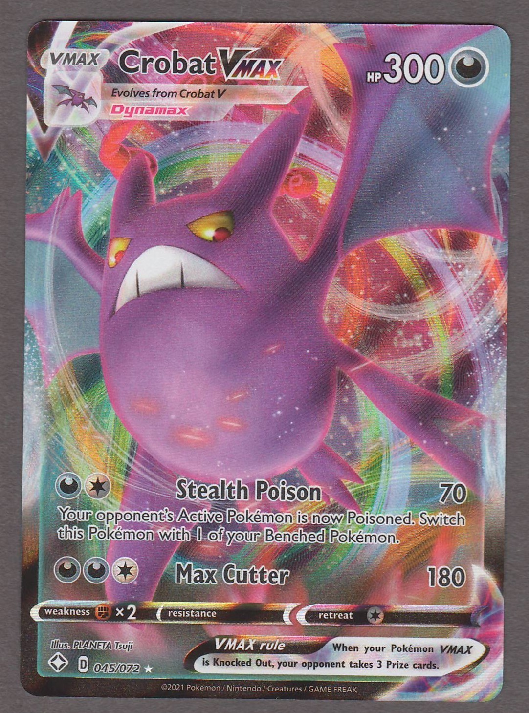 Crobat VMAX 045/072 Shining Fates Ultra Rare Holo Foil Pokemon Card NM