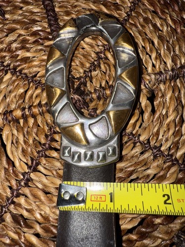 Chico's Brown Split Leather Silver Hook Buckle Belt Size M/L 26”-44” Adjustable - Picture 8 of 9