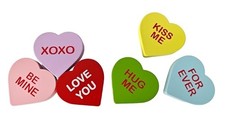 6PCS Wooden Valentine's Conversation Hearts Decor - Double-sided Freestanding