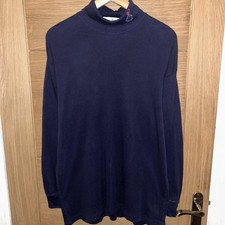 Pringle Nick Faldo Turtle Mock Neck Golf Cotton Jumper Pullover Navy Blue Medium
