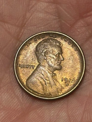 1912-S Lincoln Wheat Cent Penny AU Beautiful Coin Nice Red Brown