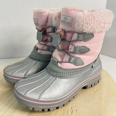 MAGELLAN Girls Snow Boots Outdoors Faux Fur Fashion Pac All Weather Sz. Youth 4D