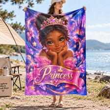 Magical Princess Girl Coral Fleece Blanket Fantasy Portrait Decor
