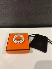 Hermes Chaine d'Ancre White Scarf Ring Used Stylish Jewelry