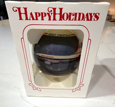 Happy Holidays Blue Round Hanging Christmas Ornament Made in USA