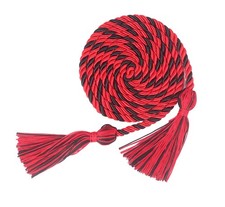 Black Red Graduation Honor Cord with Tassels 68 Inch Long Braided Rope