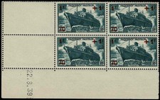 France 1941  PASTEUR Bloc de 4 YT n° 502  neuf ★★ Luxe / MNH CD 22.8.39