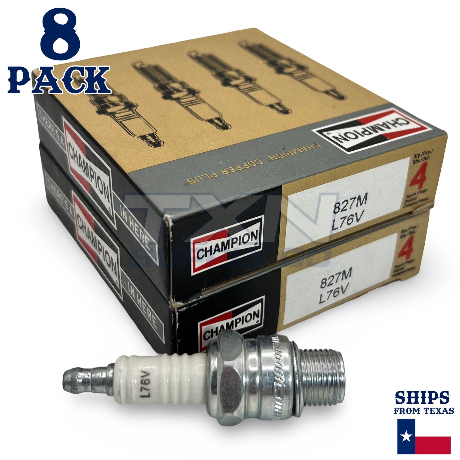 Champion 827M Marine Spark Plug L76V - 8 Pack