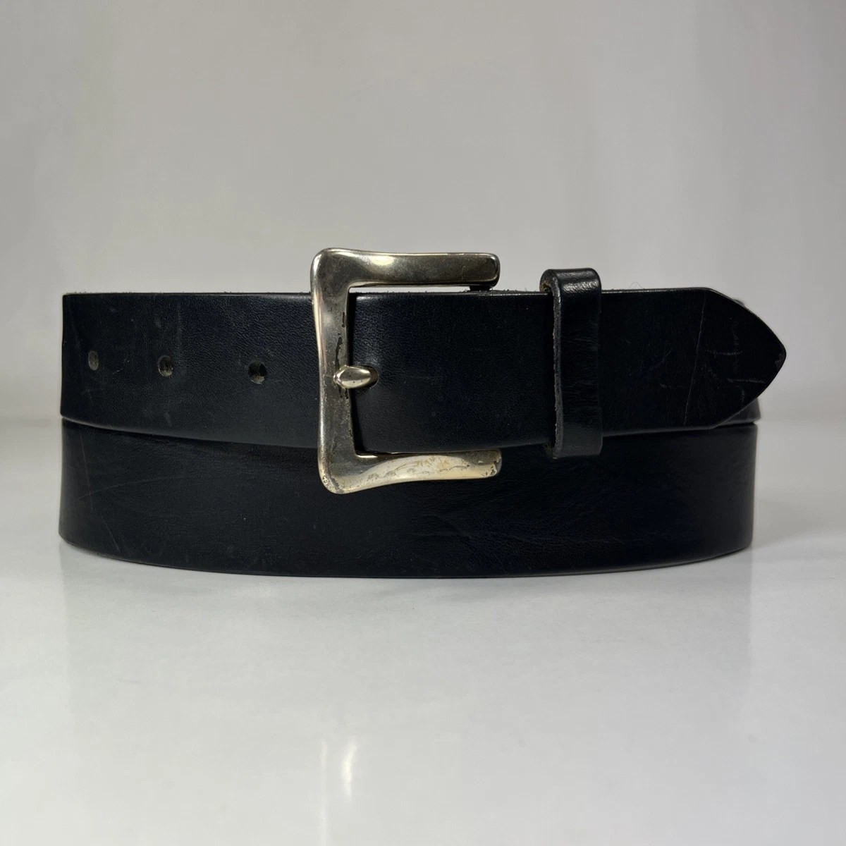 Gap 1990s Black Leather Belt with Cream Embroidery il_fullxfull.3499664852_fld7.jpg main image 2