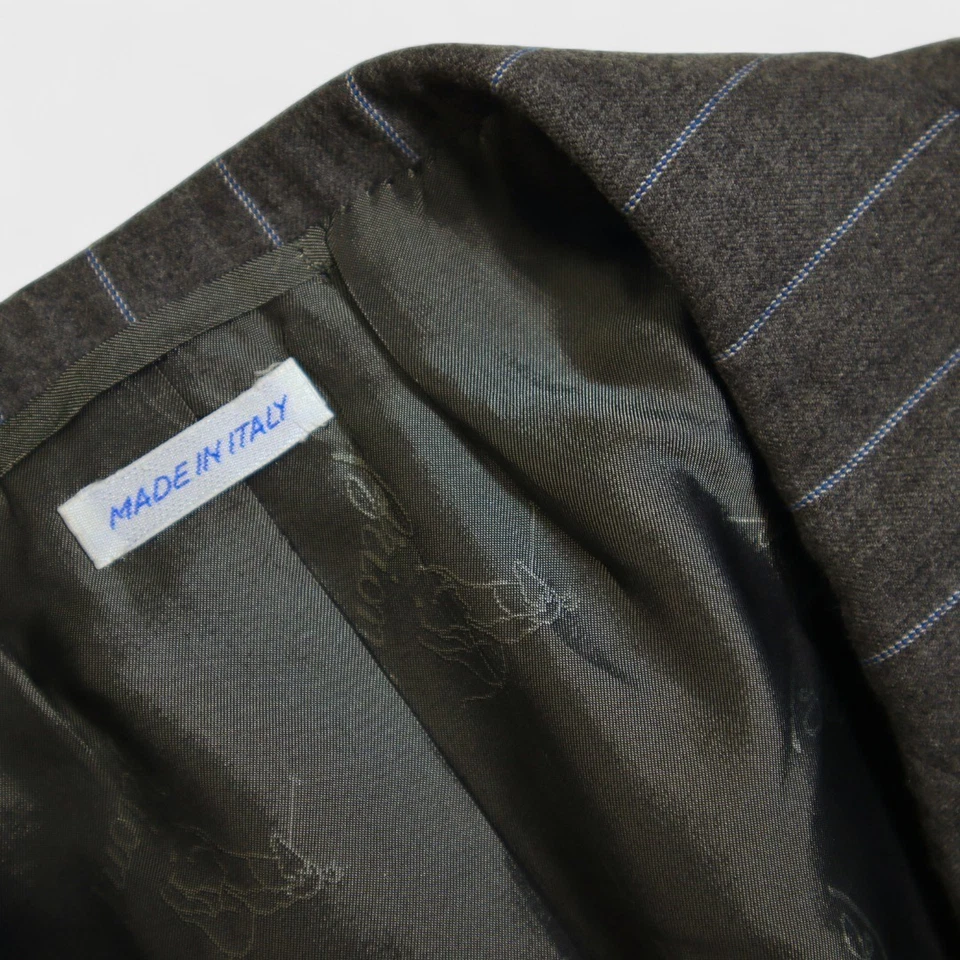 Brioni 2 Pc Suit US 44R Gray Pinstripe Flannel Italian Wool Pleated 3 Button - Image 4 of 4