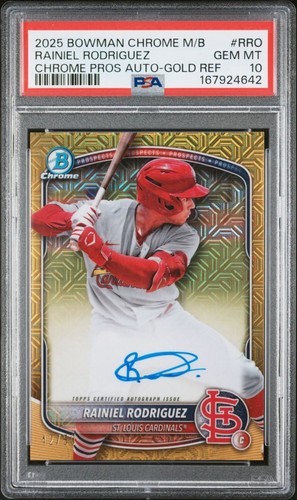 2025 Bowman Chrome Mega Box Rainiel Rodriguez Prospect Auto Gold Mojo /50 PSA 10
