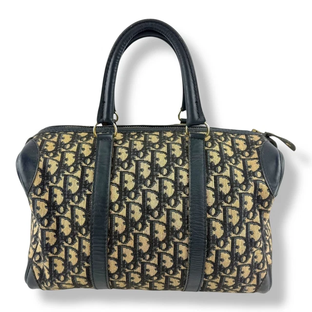 Christian Dior Boston Monogram Oblique Beige/Navy Handbag
