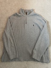 Polo Ralph Lauren Sweater Mens 2XL Gray Quarter Zip Pullover Mock Neck