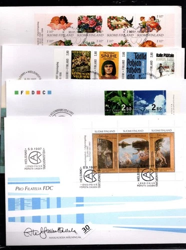 = FINLAND - 4 FDC - ART - PAINTING - FLORA - CULTURE - 1997