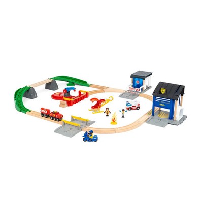 BRIO World 36025 Polizei und Feuerwehr Set Deluxe - Großes Rettungskräfte-Set mi