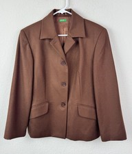 Benetton 100 Wool Blazer Jacket Brown Made in Italy Women  s IT 44 Old Money