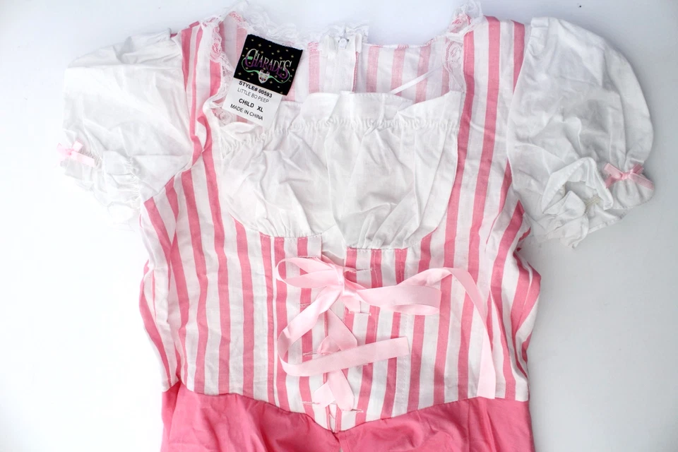 VESTIDO CHARADES Niño LITTLE BO PEEP Rosa/Blanco Rayas Disfraz - X-GRANDE 12-14 Foto 4 de 4