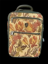Vintage HEYS Floral Tapestry Rolling Luggage Suitcase Carry On Travel 12” X 18”