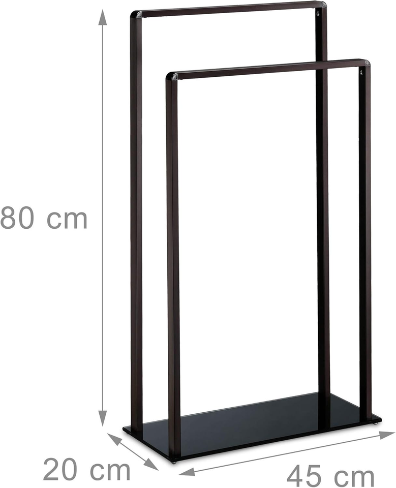 Wing Porta Asciugamani A Piantana 2 Bracci - Metallo Oro Con Base In Marmo, 80 Cm, Salvaspazio Per Bagno