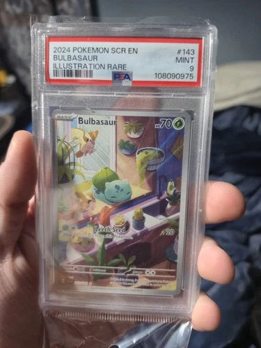 Pokémon Bulbasaur Illustration Rare Holo PSA 9 Sv07: Stellar Crown 143/142 2024