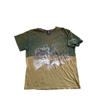 Polar Graphics USA Wolf Tee Great Wolf Lodge Olive Tan Two-Tone Large Vintage