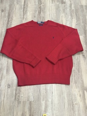 Vintage Polo Ralph Lauren Men's Knit Red Pullover Sweater Size M Hong Kong