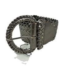 Vintage Y2K Old Navy Braided Silver Metallic Faux Leather Wide Belt Size Medium