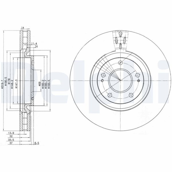 2X Bremsscheibe Delphi BG3988 FüR Mitsubishi Lancer 7 6 EVO 360 CT9A CP9A VII-image