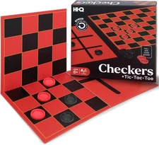 Checkers -- Classic Game with Folding Board and Interlocking Checkers