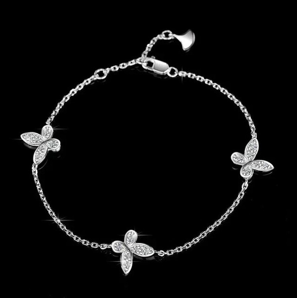 Alternate view of Butterfly Bracelet 14k White Gold Plated 1ct Round Cut Lab Created Diamond