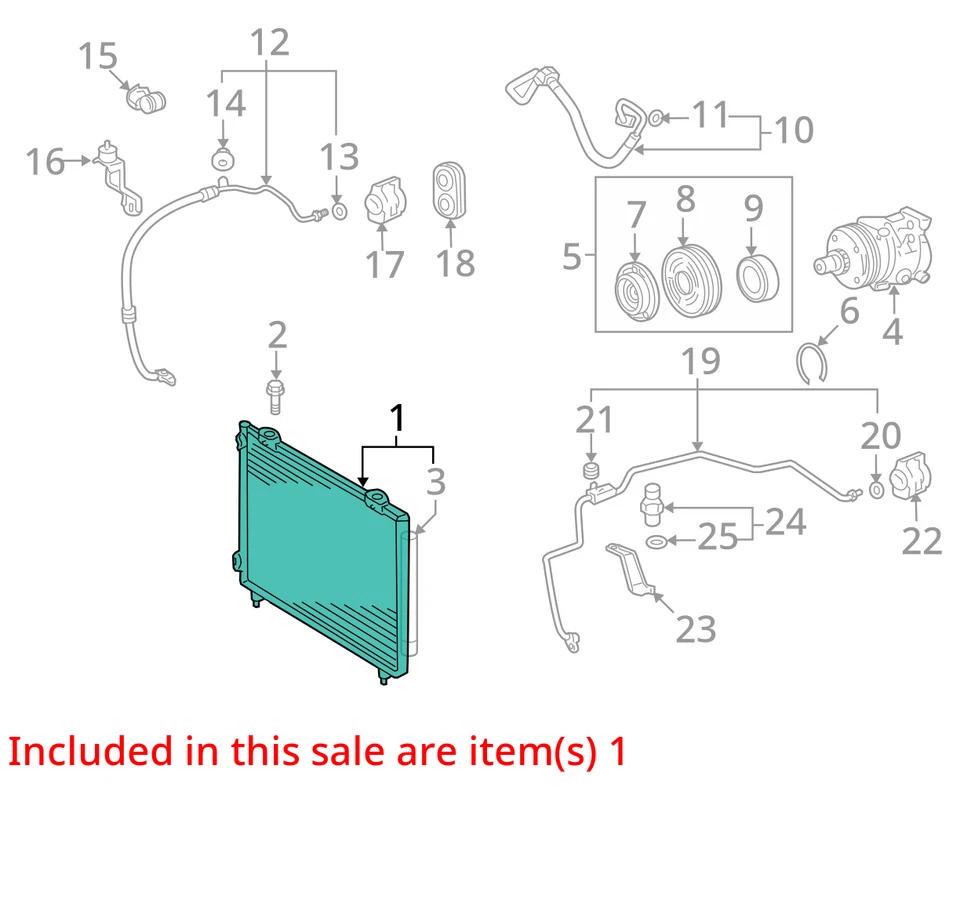 Toyota Corolla 2004-2008 condensador de aire acondicionado 117 k OEM Foto 4 de 4