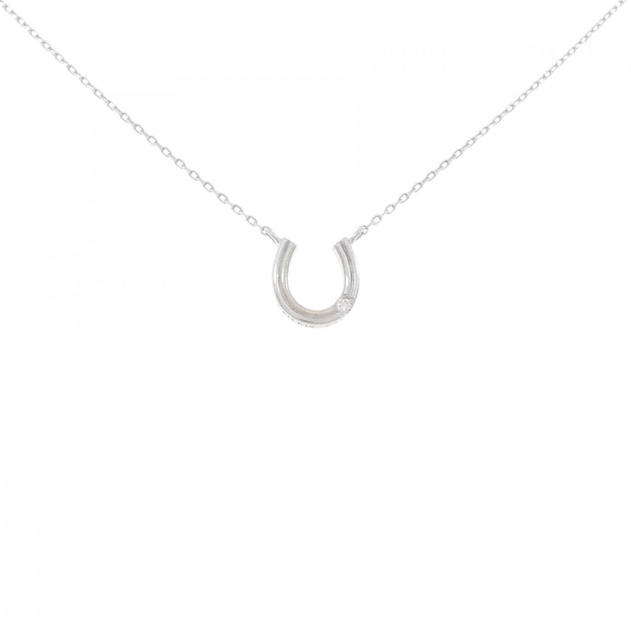 Authentic K10WG Horse Shoe Diamond Necklace 0.01CT  #260-007-266-0980
