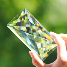 120MM Large Rectangular Crystal Fengshui Faceted Prism Hanging Suncatcher Decor