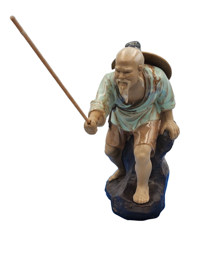 Vintage asiatische Shiwan chinesische Fischer MUDMAN glasierte Figur - Bild 2 von 7