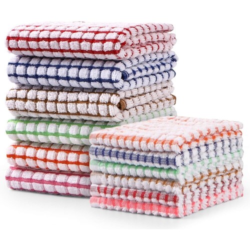 Kitchen Towels and Dishcloths Set,12, Set of Bulk Cotton Dish