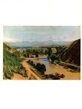 1977 Vintage IMPRESSIONISM "THE BRIDGE AT NARNI" by COROT COLOR Art Lithograph