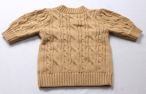 Janie & Jack Girl's Short Sleeve Cable Knit Sweater EJ2 Beach Tan Size 4 NWT - Picture 3 of 3
