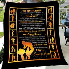 Personalized Custom Name Fleece Blanket to my Father, Gift for Dad from Son