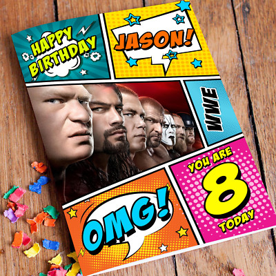 wwe wrestlemania personalised birthday card fast 1st class shipping