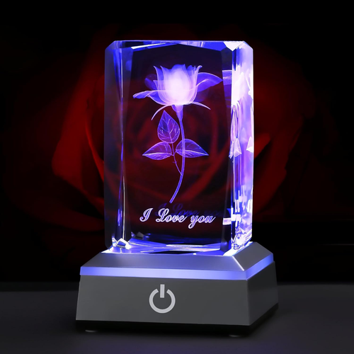 3D Rose Crystal Birthday Gifts for Girlfriend, Valentines Day Anniversary Mother