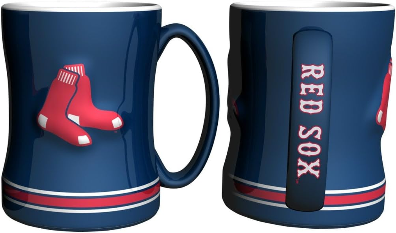 Boston Red Sox Coffee Mug - 14Oz Sculpted Relief - Blue