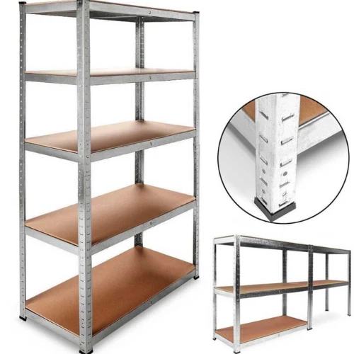 SCAFFALE IN METALLO 5 RIPIANI LEGNO MOBILE COMPONIBILE CUCINA UFFICIO MULTIUSO - Immagine 2 di 4