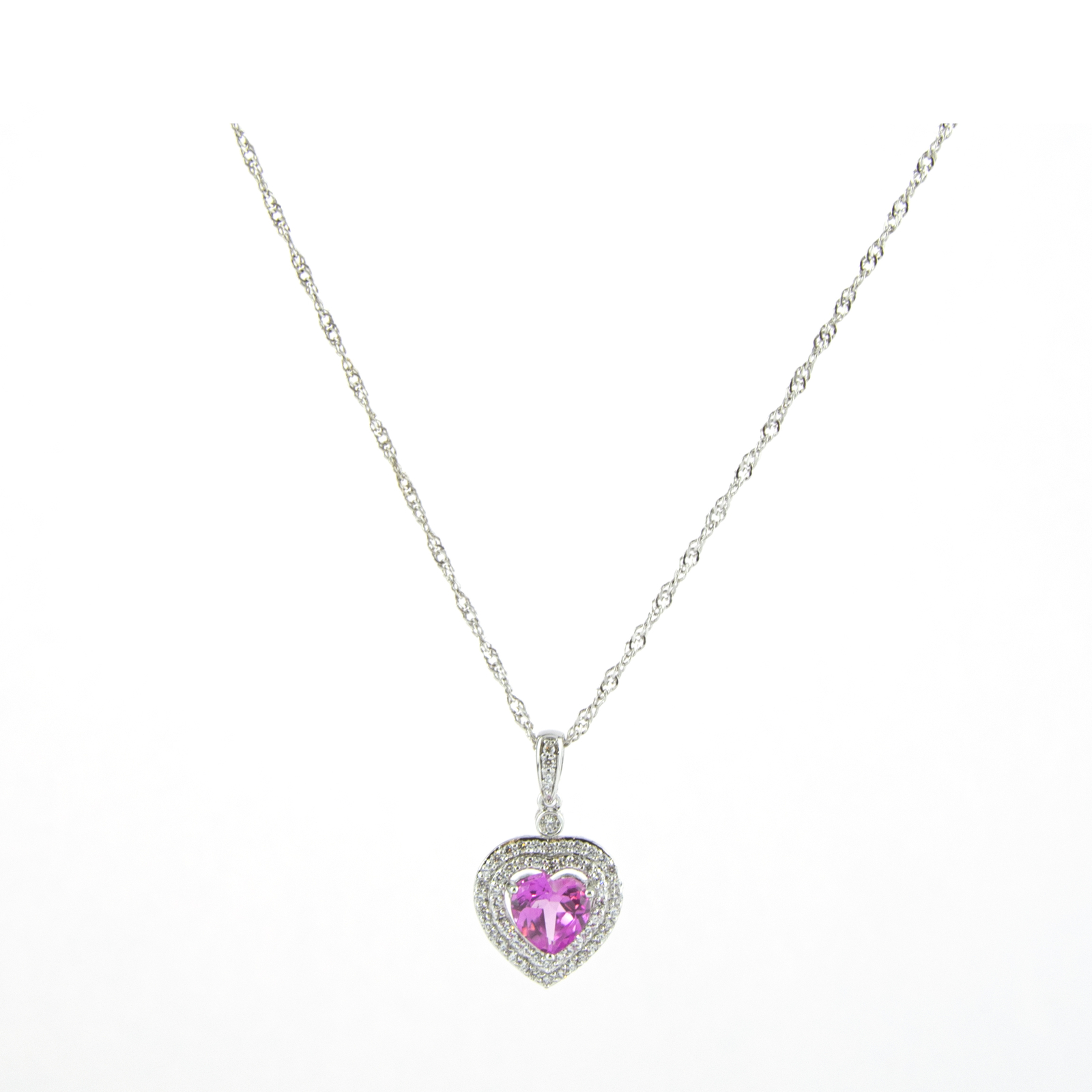 Подвеска в виде сердца из розового сапфира с платиновым покрытием Gold Coast и 18 колье в комплекте 2490₽