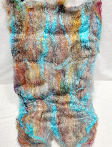 Carded Art Batt 3.25 Oz Merino Top Wool Hand Dye Alpaca Silk Fiber Multicolor - Picture 10 of 18