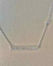 1.00Ct Round Cut Lab-Created Diamond Bar Pendant Necklace 14K White Gold Plated
